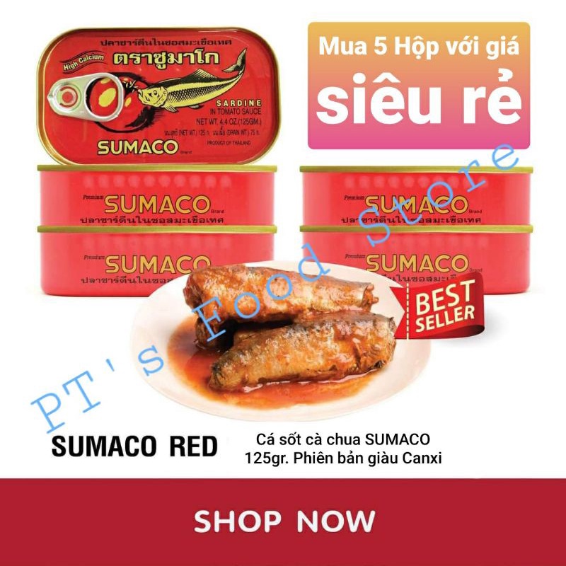 [Nhập khẩu] Cá Mòi 125gr Sốt Cà Chua đóng hộp Sumaco sardines Giàu CANXI bổ dưỡng, thơm ngon đậm đà