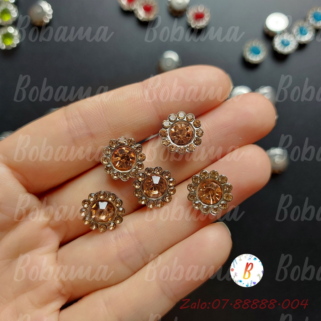 5 Center bông hoa nhụy đá đế khâu làm phụ kiện handmade 12mm