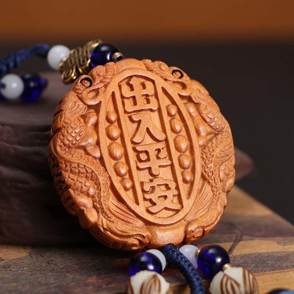 Phụ Kiện Trang Trí Xe Hơi Bằng Gỗ Đào Handmade Phong Thủy Trung Hoa