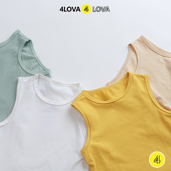 Áo ba lỗ sát nách bé trai bé gái chất cotton trơn 4LOVA basic hàng chính hãng từ 8-40kg