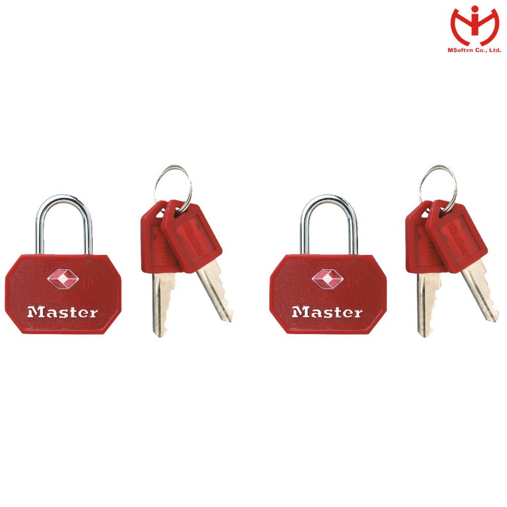 [Hỏa tốc HCM] Bộ 2 ổ khóa vali TSA Master Lock 4681 TBLR dùng chung chìa - MSOFT