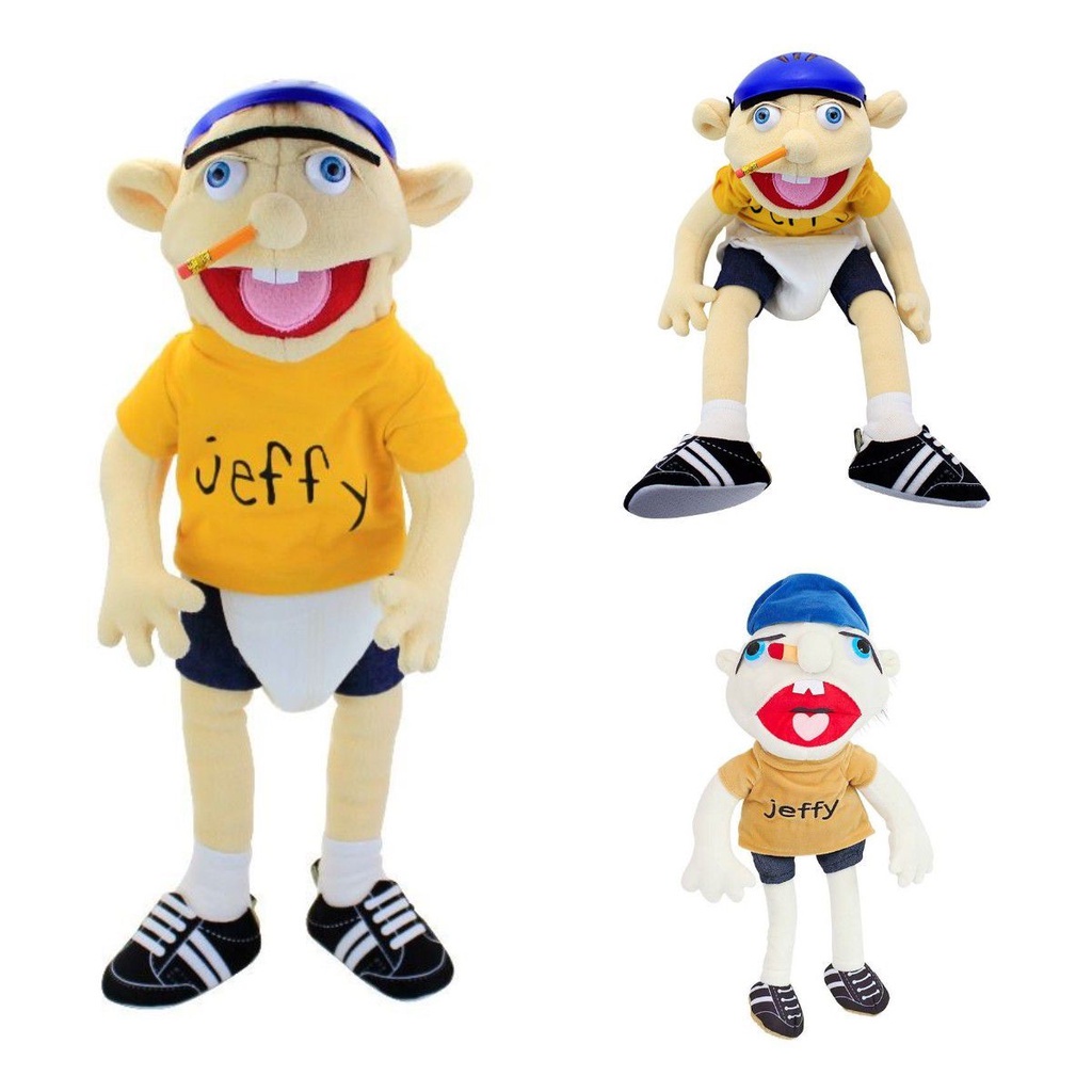 60cm Jeffy Cartoon Hand Puppet Plush Toy Feebee Jeff Sister Puppet Parent Child Interaction Plush Doll Christmas Doll Plush Toys Kids Gift