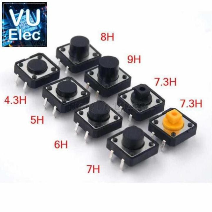 Nút Nhấn 4 Chân DIP, SMD Nhiều Kích Thước