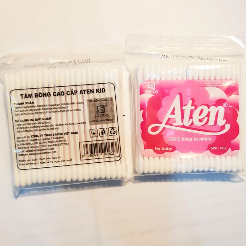 Tăm bông Aten an toàn cho bé que nhỏ 80que/1gói