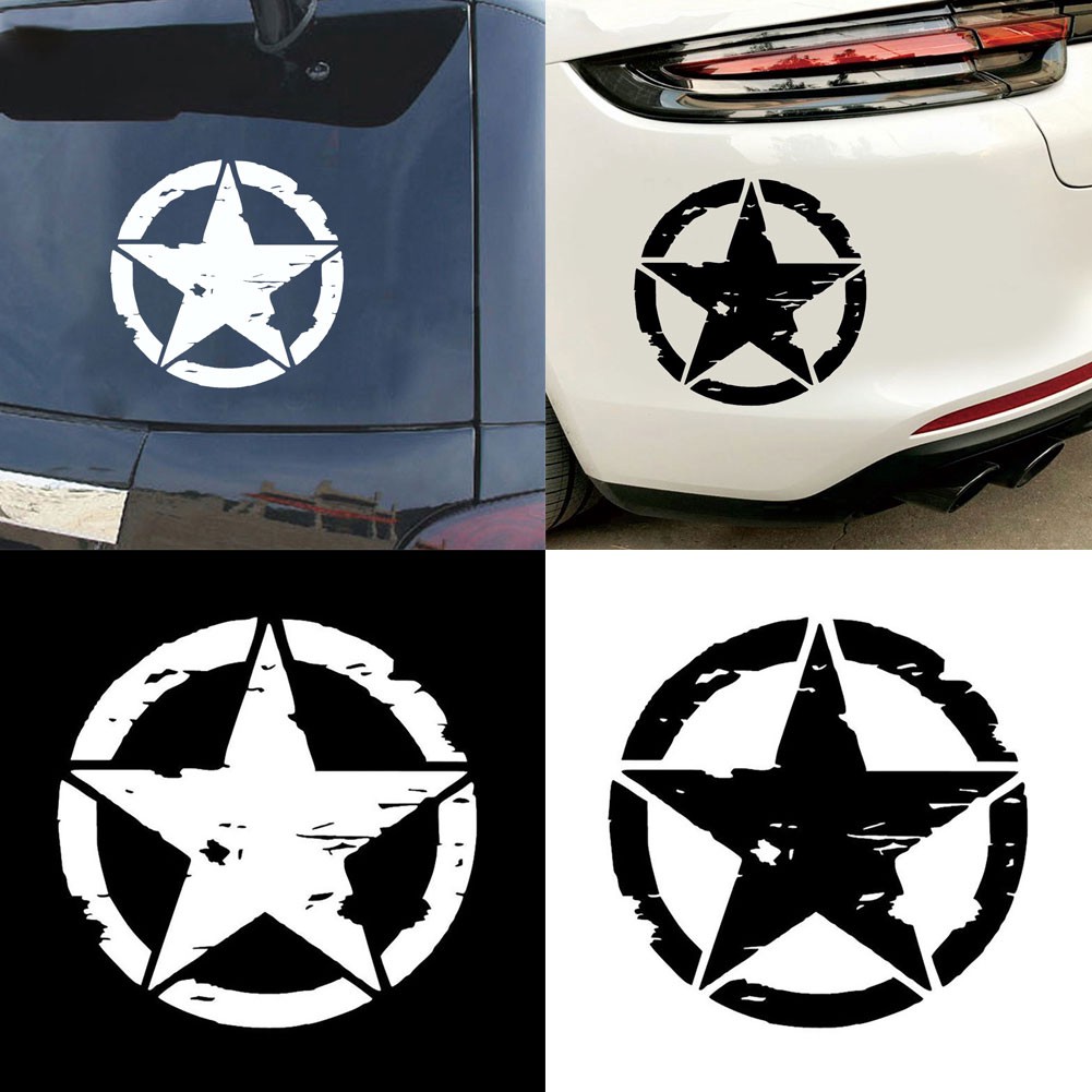 Decal hình tròn ngôi sao phản quang dán trang trí thân xe oto