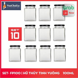 Hũ thủy tinh vuông 100 ml (set 10 cái)