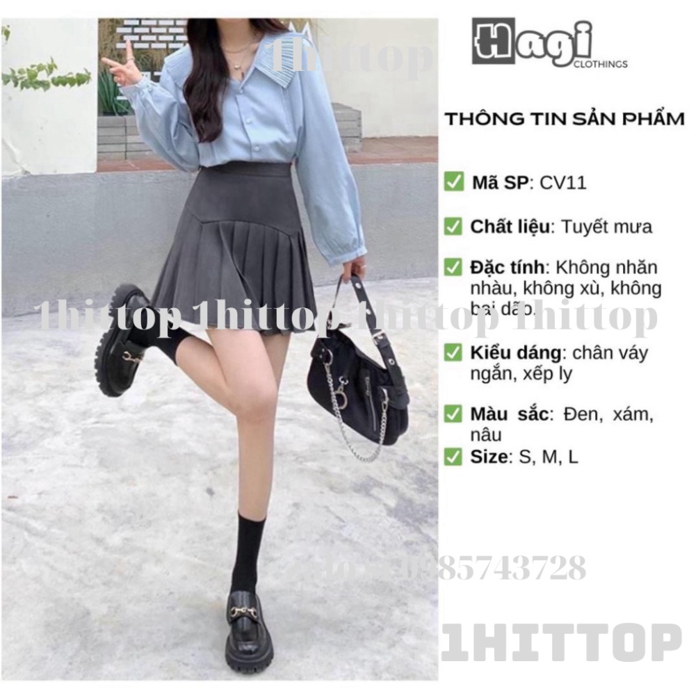 Chân váy tennis xếp ly dáng mới Hagi chữ A lưng cao che hông bigsize phong cách ullzzang (có XS, XL inbox riêng shop) ka