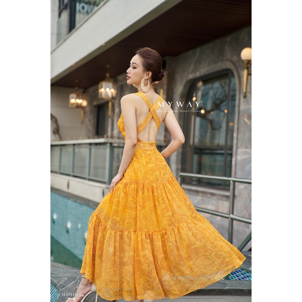 Đầm Maxi Đi Biển Du Lịch Nữ MY WAY Hở Lưng Dây Chéo Sang Chảnh 9MD1106 Ht1