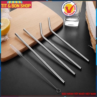Bộ 4 ống hút inox an toàn tặng kèm 1 que vệ sinh ống