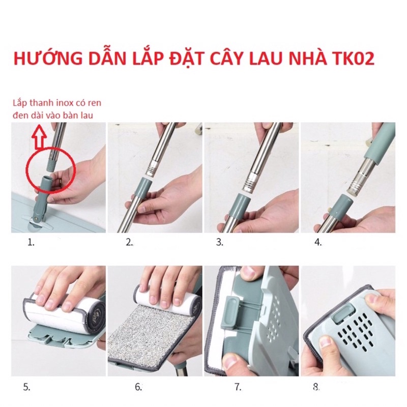 Bộ Lau Nhà Thông Minh Xoay 360 Độ Kèm Thùng , Chổi Lau Nhà Thông Minh