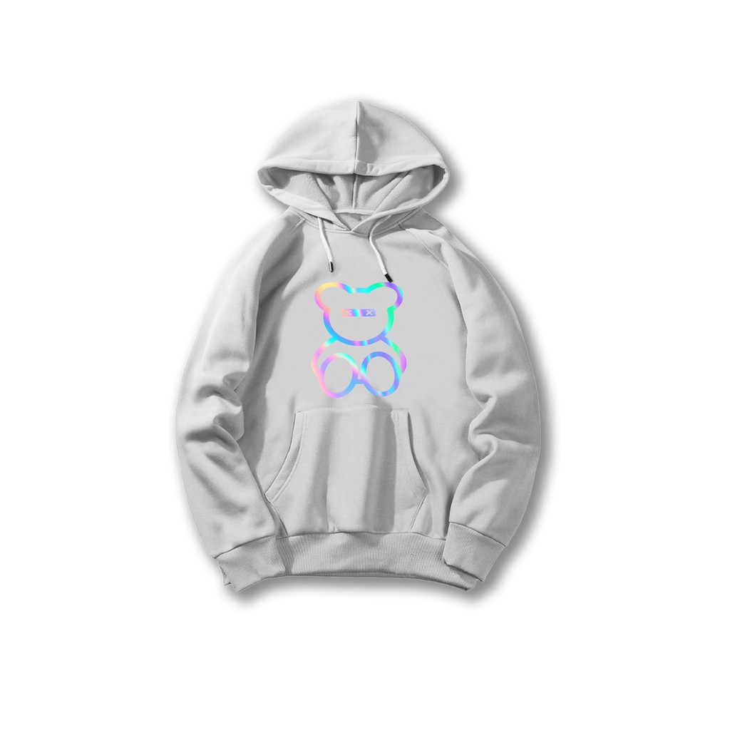 Aó khoác nỉ Hoodie phản quang Gấu Teddy, Áo khoác nỉ nam nữ họa tiết hình cá tính - KN26 | BigBuy360 - bigbuy360.vn