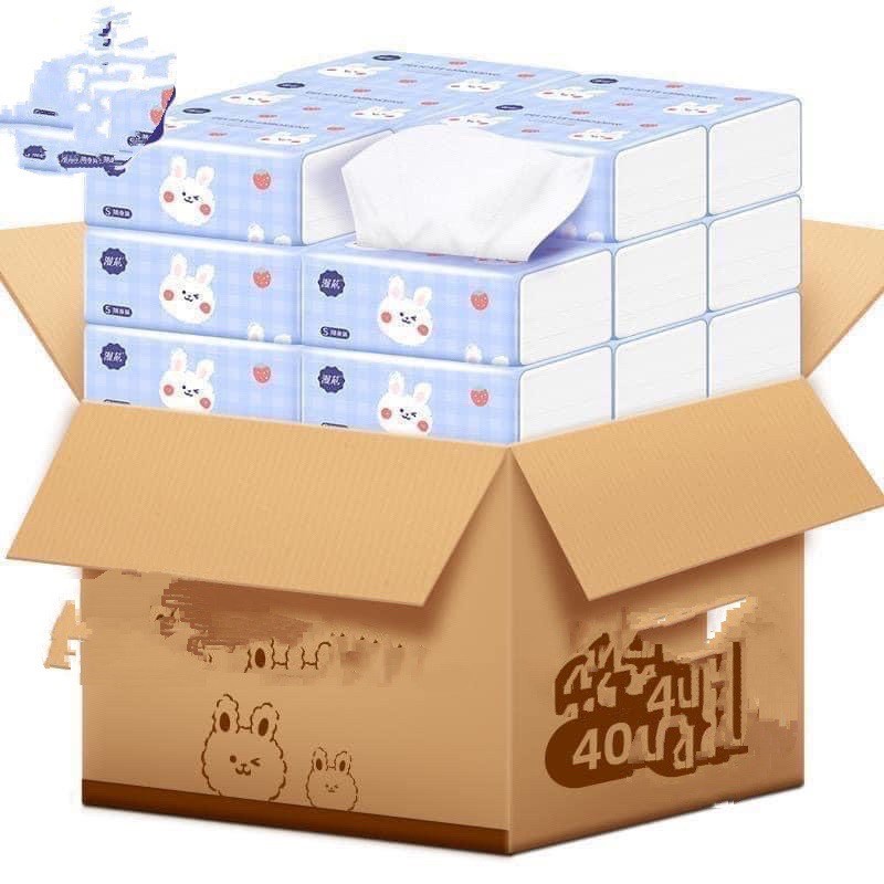 Giấy Ăn Thỏ Trắng Siêu Dai Siêu Mịn Thùng 40 Gói Giấy Ăn Rút Hình Thỏ (Hàng Nội Địa Trung Quốc)