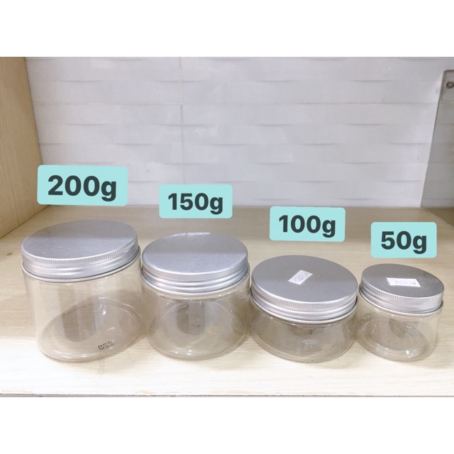 Hũ Nhựa Pet Trong Nắp Nhôm 50g 100g