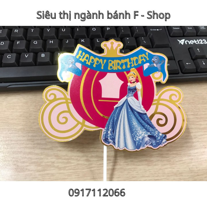 Phụ kiện cắm bánh sinh nhật thẻ công chúa happy birthday siêu đẹp