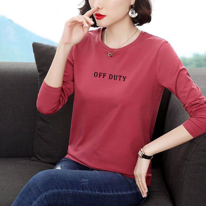 Áo thun tay dài dáng rộng thời trang cho phụ nữ trung niên