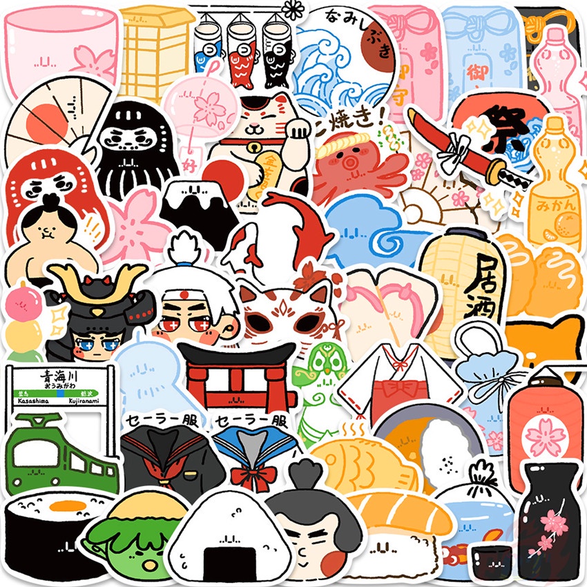 ❉ Japanese Customs &amp; Culture Art Series 02 Q Mascot Stickers ❉ 50Pcs/Set Waterproof DIY Fashion Decals Doodle Stickers
