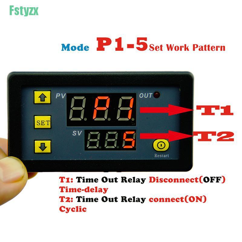 fstyzx DC 12V 20A Digital Display Time Delay Relay Timing Timer Cycling Module 0-999h