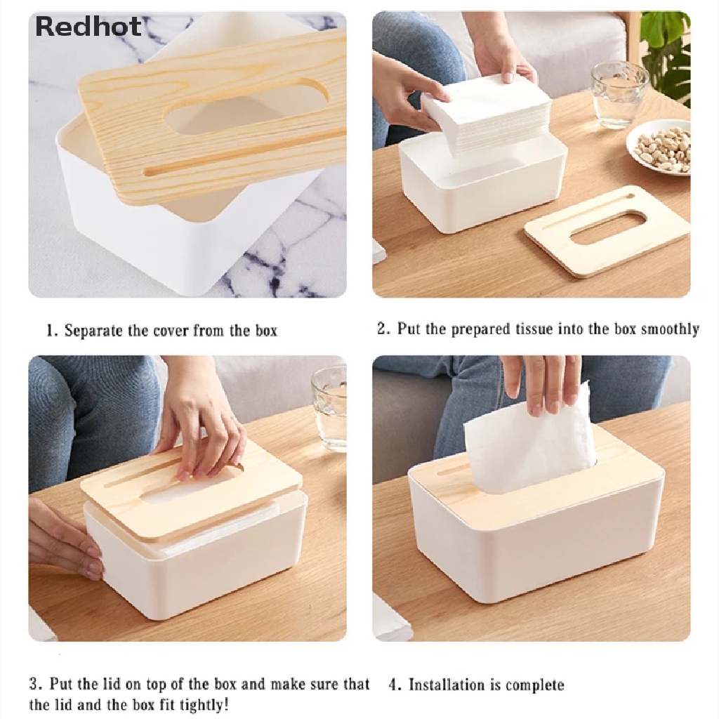 &lt; Redhot &gt; Hộp Đựng Khăn Giấy Vệ Sinh Bằng Gỗ Trơn
