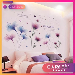 Decal Dán Tường Hoa Pha Lê Tím