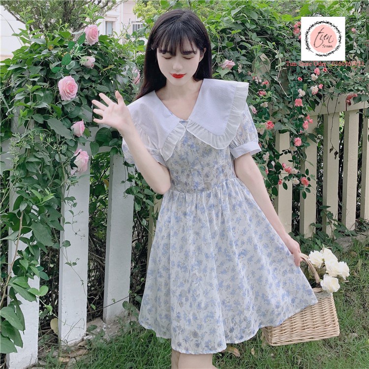 váy ngắn công chúa dự tiệc😍order😍váy hoa nhí cổ sơ mi thủy thủ ,dáng tay bồng