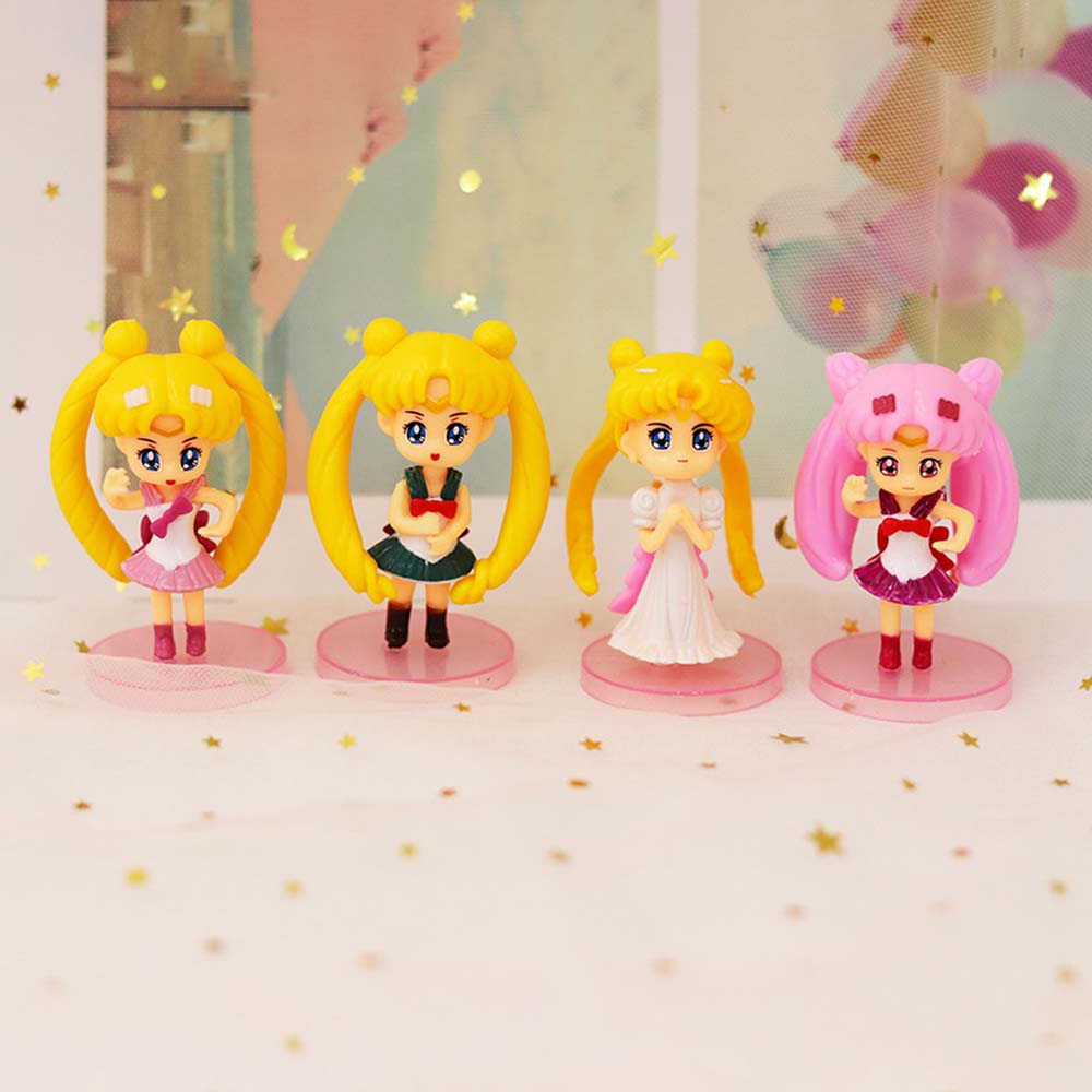 SAILOR MOON Set 4 Mô Hình Đồ Chơi Nhân Vật Hoạt Hình Thủy Thủ Mặt Trăng