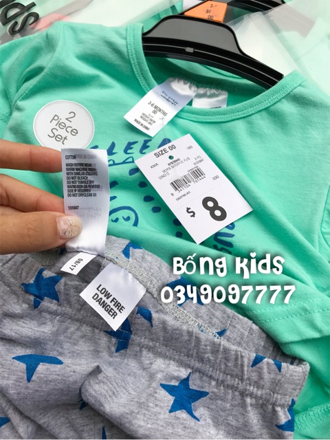 Bộ Hè Bé Trai Khủng Long Xanh Mint Tiny