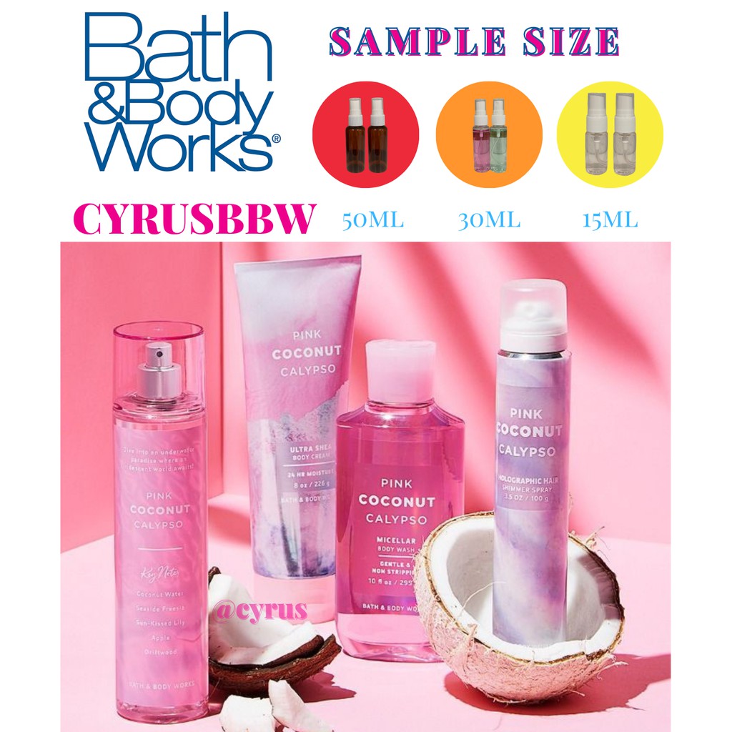 Bộ Sản Phẩm Mist Xịt Toàn Thân, Gel Tắm, Lotion Bath & Body Works Pink Coconut Calypso Từ Mỹ
