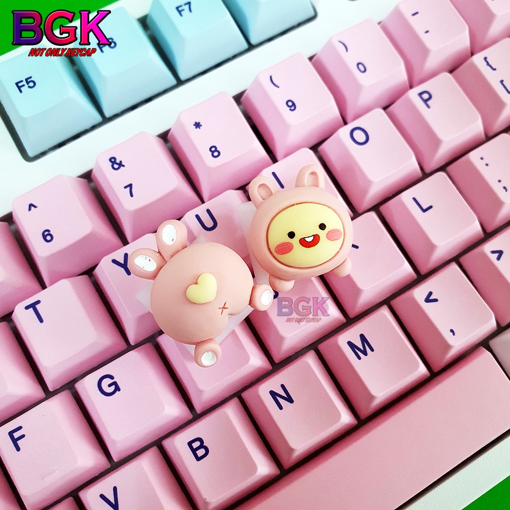 Bộ Keycap 2 Nút Đầu và Mông Thỏ Hồng Cực Kute ( keycap Artisan, keycap phím cơ )