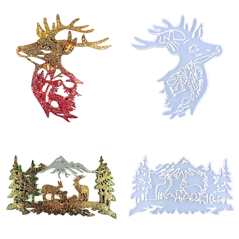 Sa Khuôn Silicon Làm Đồ Trang Sức Treo Tường DIY Hình Hươu Xinh Xắn