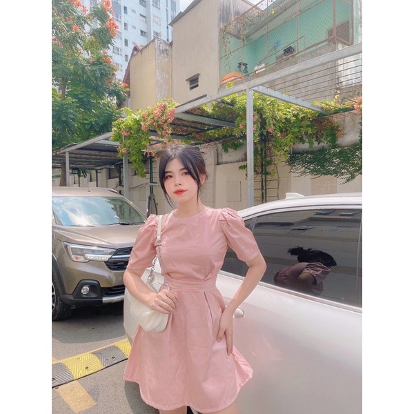 Đầm xoè tone hồng form chữ A xinh sang auto hack tuổi