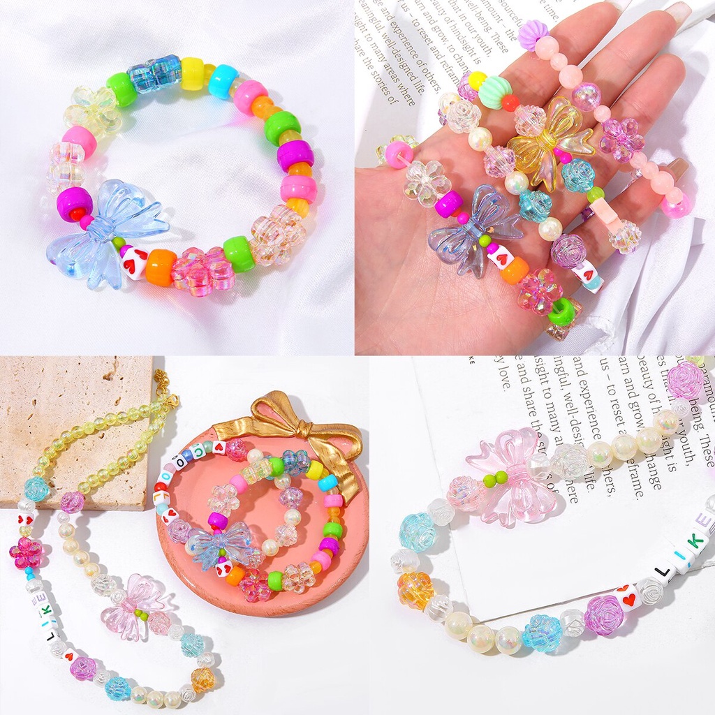 Bộ 20 hạt nhựa acrylic hình cánh hoa nhiều màu sắc dùng làm phụ kiện trang sức vòng tay thủ công