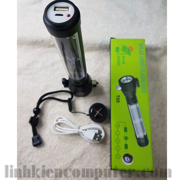 Đèn pin sạc đa năng T09 xịn - kiêm sạc dự phòng - đèn pin cứu hộ thoát hiểm trên xe hơi, ô tô