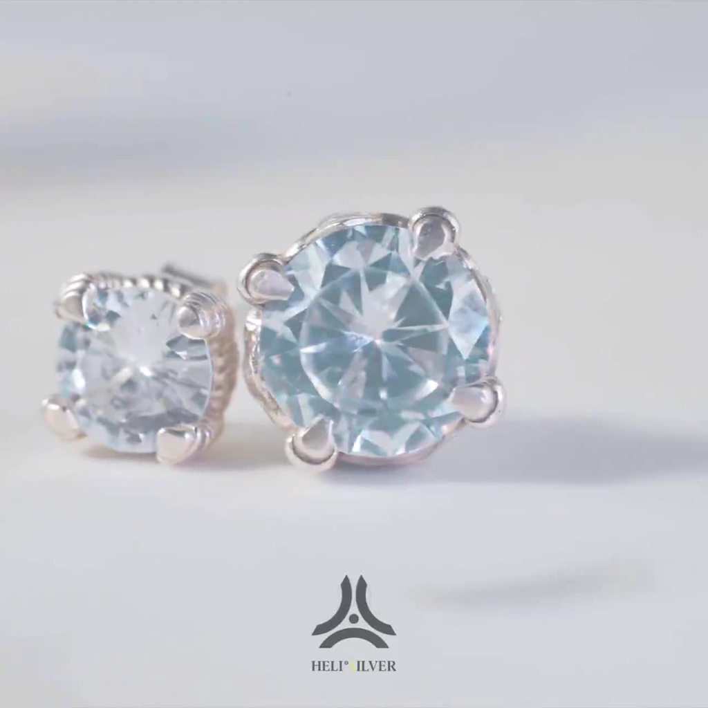 Khuyên tai bạc nam, nữ HeliSilver Dragon claw S925 - 5mm KTB155