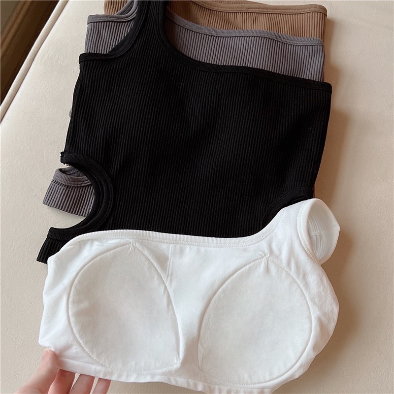 Áo Bra Nữ Cotton Khoét Eo Dáng Lửng Có Đệm Ngực Trend Mới 9058