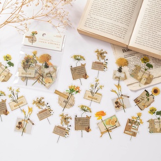 Set 30 miếng dán hình hoa bướm chất liệu PET chống thấm nước phong cách cổ điển dùng trang trí sổ tay tự làm