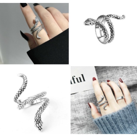 Nhẫn thời trang hình rắn phong cách Gothic cổ điển cá tính dành cho nam và nữ