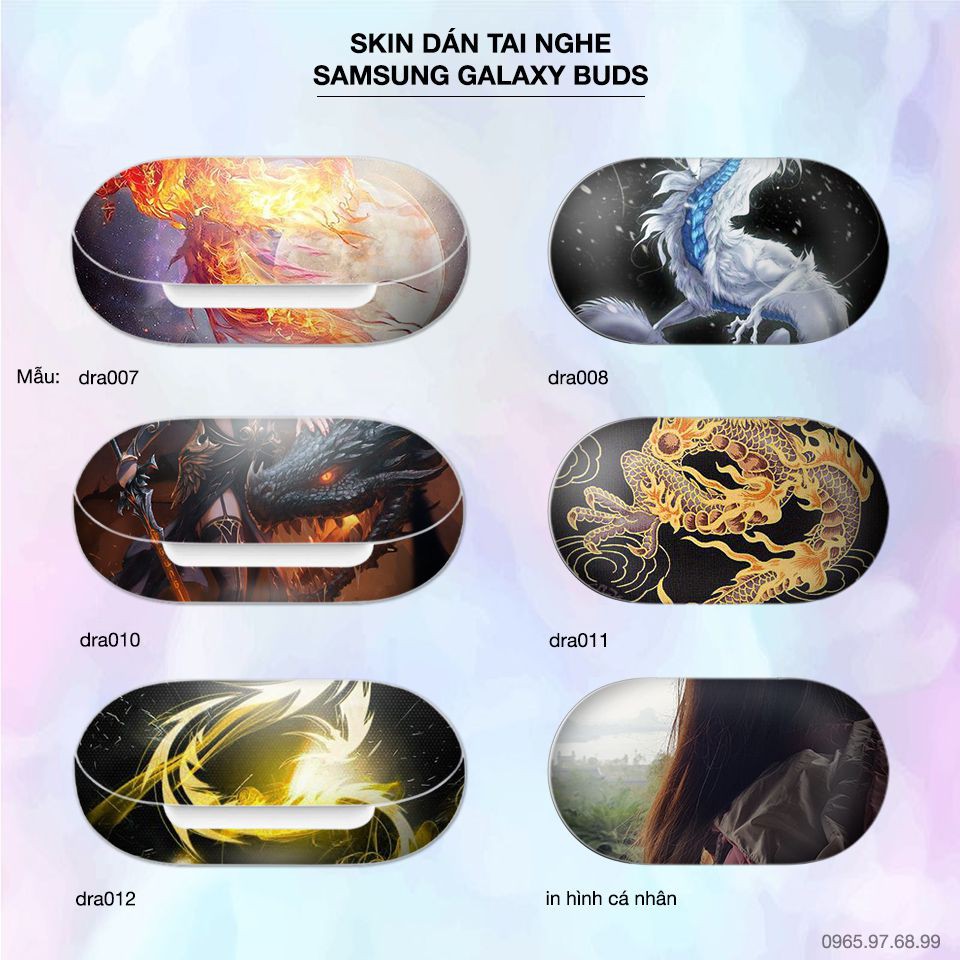 Skin dán tai nghe Samsung Galaxy Buds in hình Rồng Dragon 02