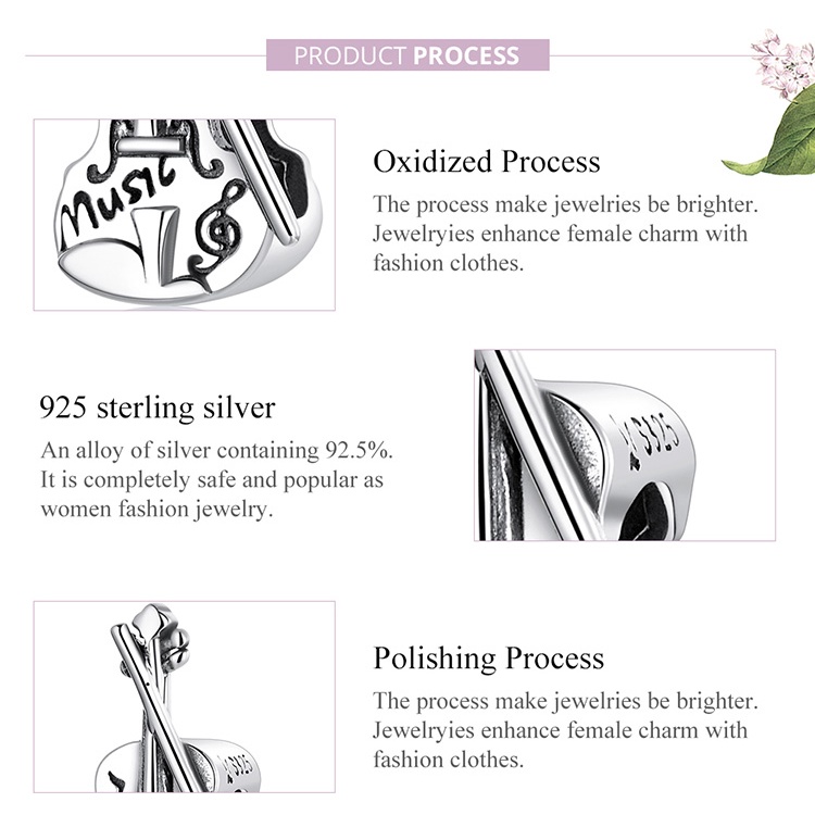 BAMOER Bông Tai Xi Bạc 925 Hình Đàn Violin SCC2077