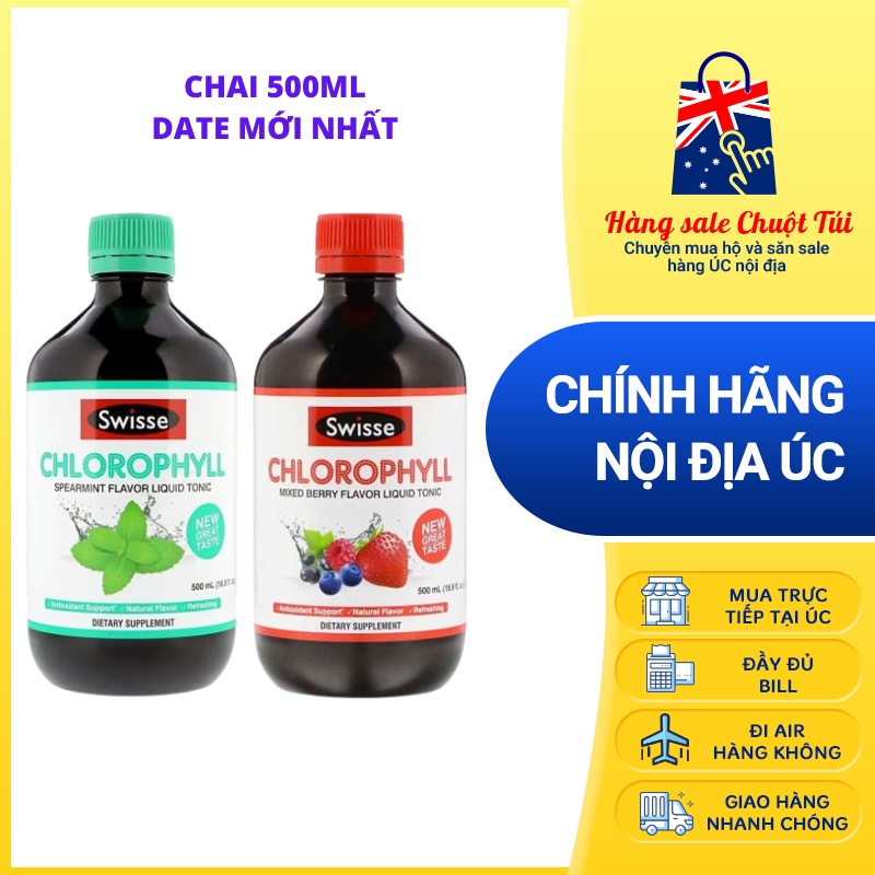 Nước diệp lục Swisse Chlorophyll đủ mùi 500ml - Hàng Úc nội địa