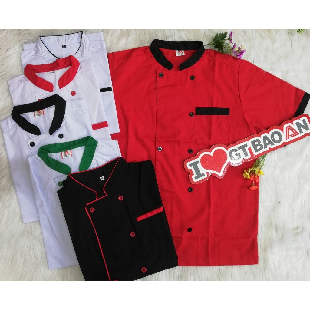 Áo Bếp Nam Nữ Tay Ngắn Đủ Màu - Áo Đầu Bếp Đồng Phục Nhà Hàng Mẫu Đẹp
