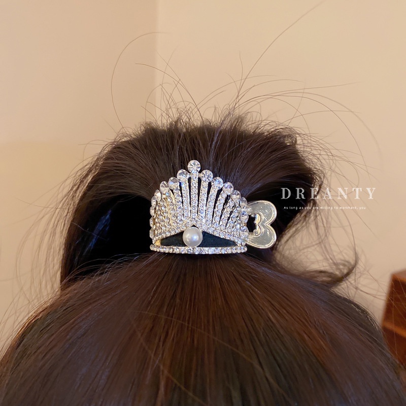 Kẹp Tóc Hình Vương Miện Đính Ngọc Trai Thời Trang Hàn Quốc