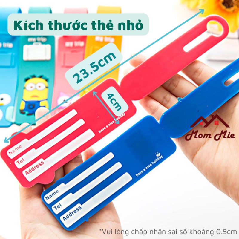 Thẻ tên gắn vali du lịch, cặp sách cho bé, name tag hành lý bằng nhựa dẻo nhiều mẫu dễ thương - M106, M127