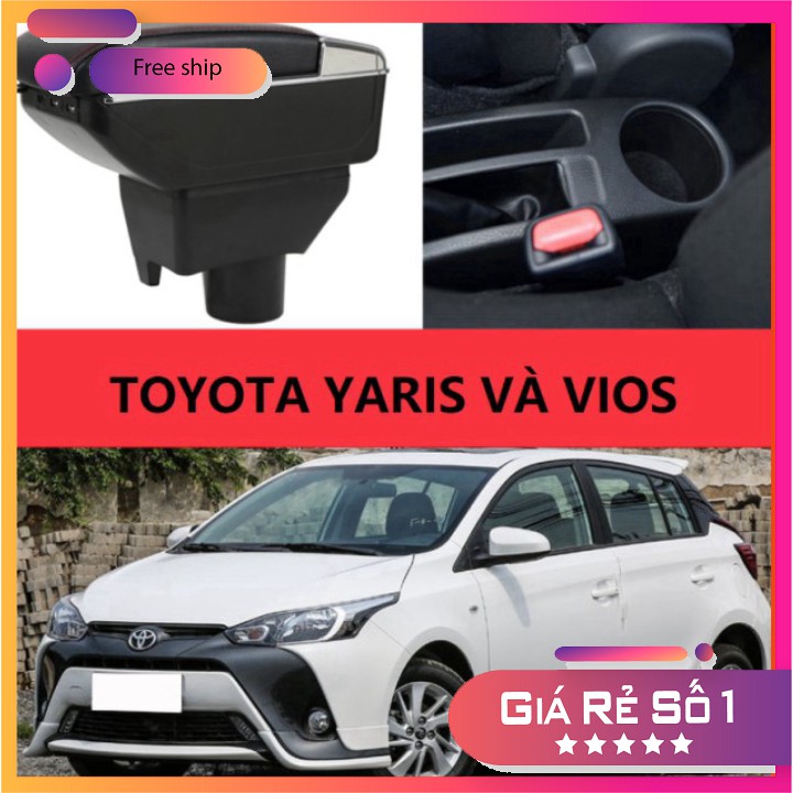 Hộp tỳ tay ô tô cao cấp Toyota Yaris và Vios tích hợp 7 cổng USB 2014- 2020: Mầu Đen và Be D