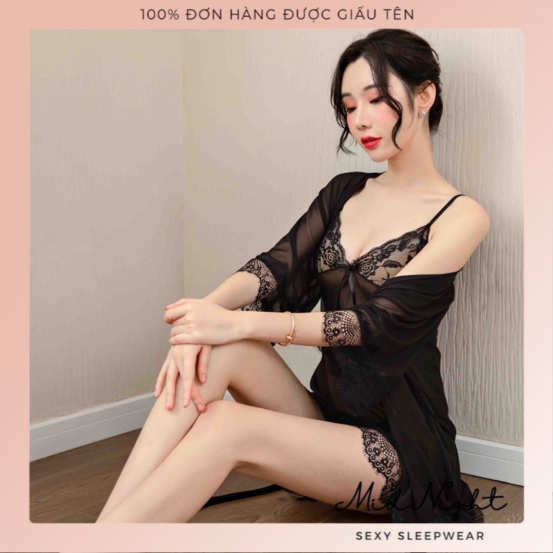 Bộ Đồ Ngủ Ren Sexy - Váy Ngủ Gợi Cảm - Đồ Lót Gợi Cảm Nữ Size Lớn Xuyên Thấu Cám Dỗ Mid Night Sexy | BigBuy360 - bigbuy360.vn