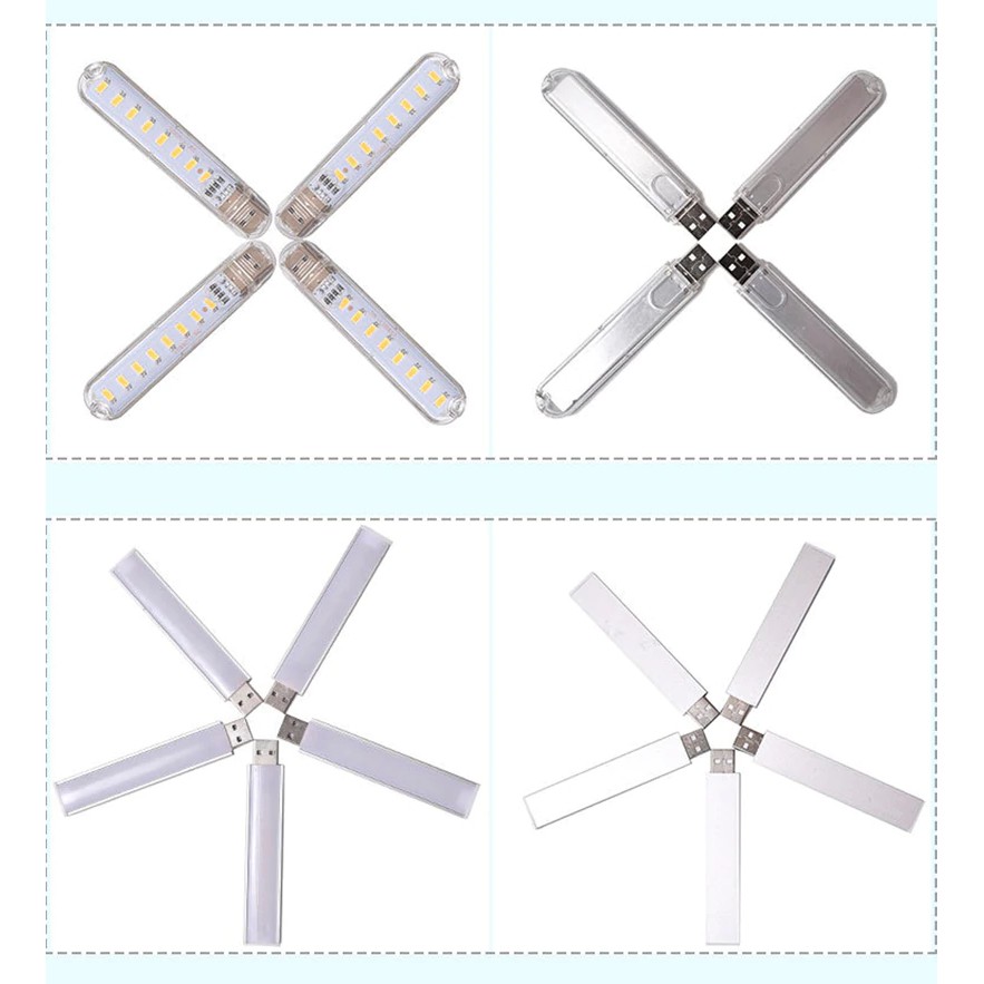 Đèn Led Thanh 8 Bóng Để Bàn Đầu Gắn Ngõ USB Dự Phòng 4W  Siêu Sáng MLH