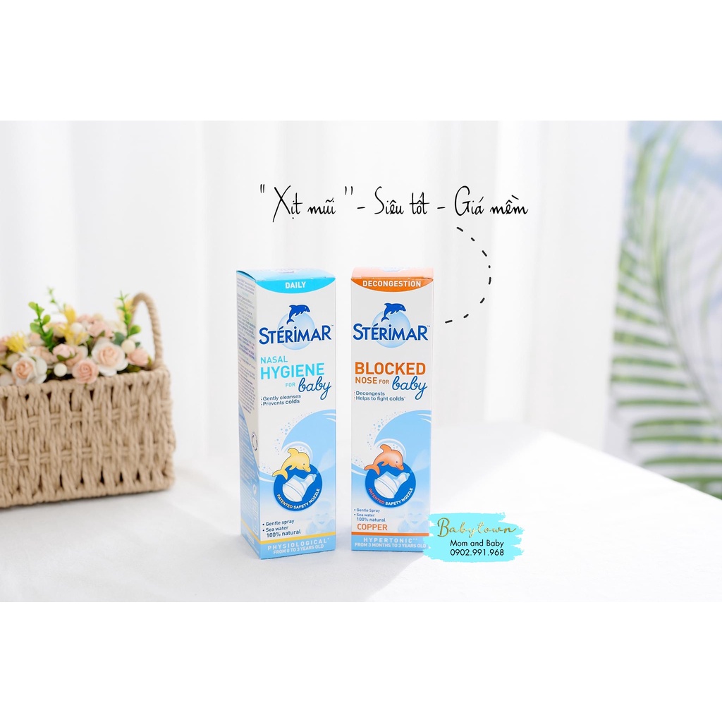 Xịt muối biển Sterimar cá heo vàng và cá heo cam vệ sinh Pháp 100ml