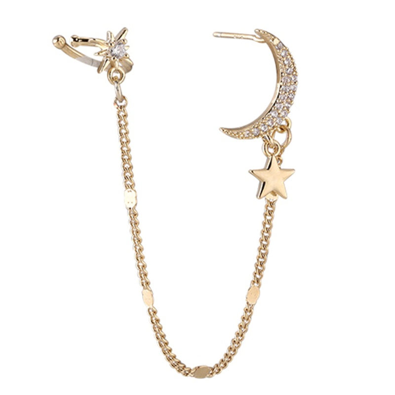 Win niche Khuyên Tai Dạng Kẹp Hình Ngôi Sao Mặt Trăng Không Cần Xương Tai Dễ Phối Đồ