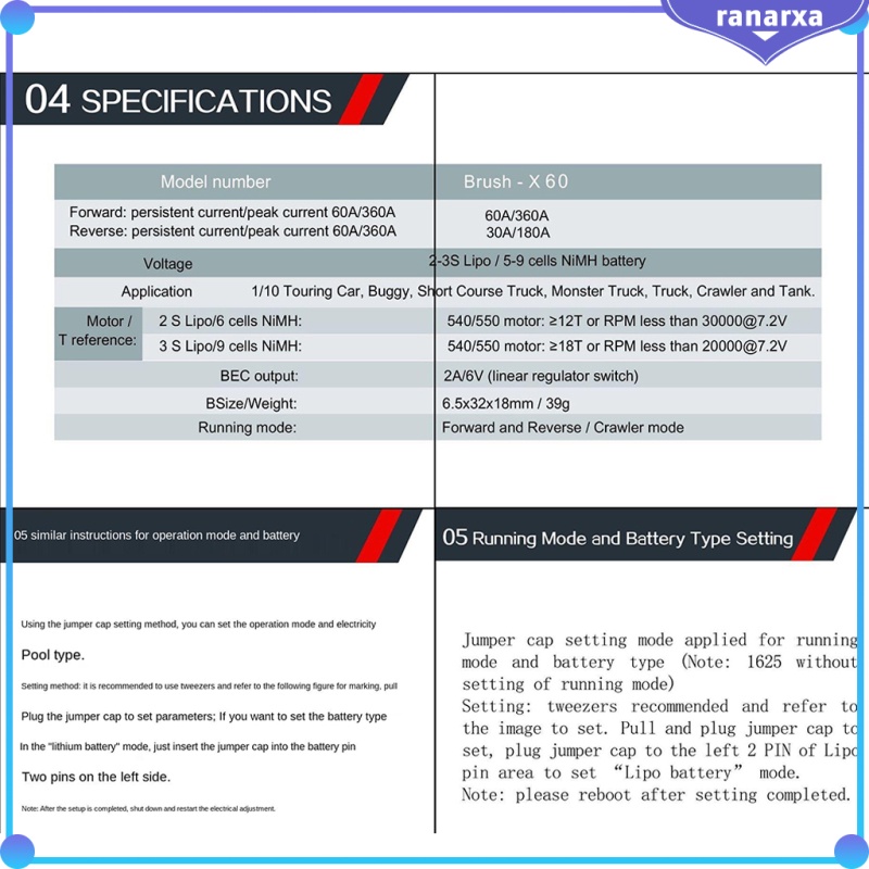 Bộ Điều Khiển Tốc Độ Động Cơ Chổi Than Esc 60a Chuyên Dụng Cho Xe Tải / Thuyền Điều Khiển Từ Xa 1 / 10 | BigBuy360 - bigbuy360.vn