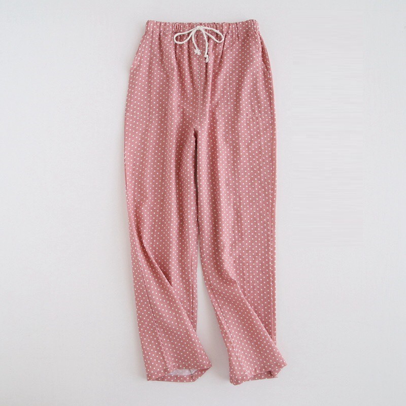 Quần suông xô cotton chấm bi