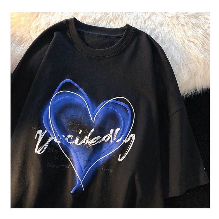 Áo thun nữ ZHELIHANGFEI tay ngắn in họa tiết trái tim thời trang